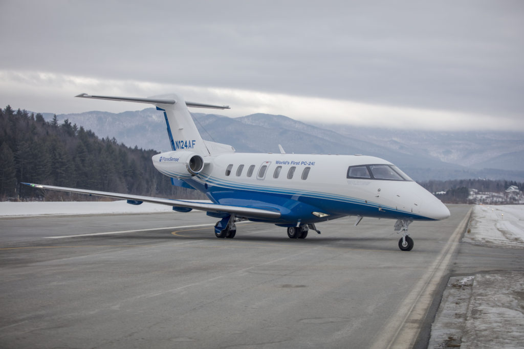 PlaneSense PC-24 jet in Stowe, VT.